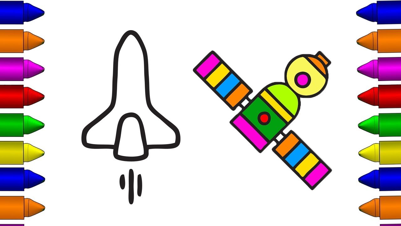 1280x720 Drawing Mini Rocket And Satellite Learning For Kids Learn