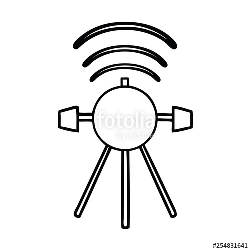 500x500 Line Drawing Cartoon Satellite Stock Image And Royalty Free