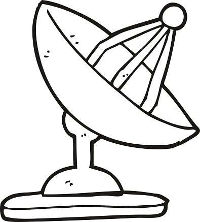 395x437 Black And White Cartoon Satellite Dish Premium Clipart