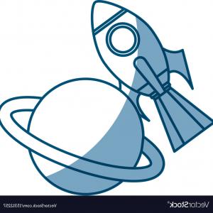 300x300 Rocket Space With Saturn Planet Vector Lazttweet