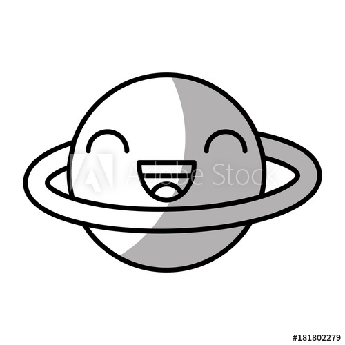 500x500 Saturn Planet Comic Character Vector Illustration Design