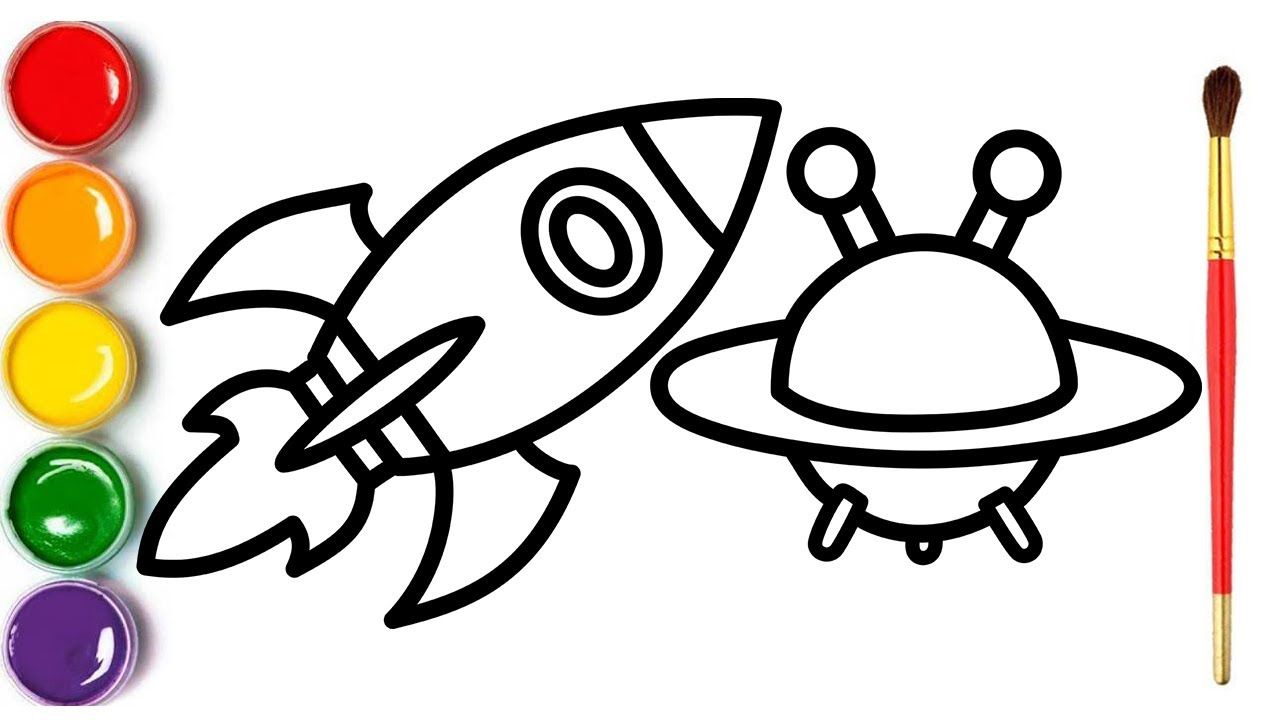 1280x720 Rocket And Flying Sauce Childrens Coloring And Drawing