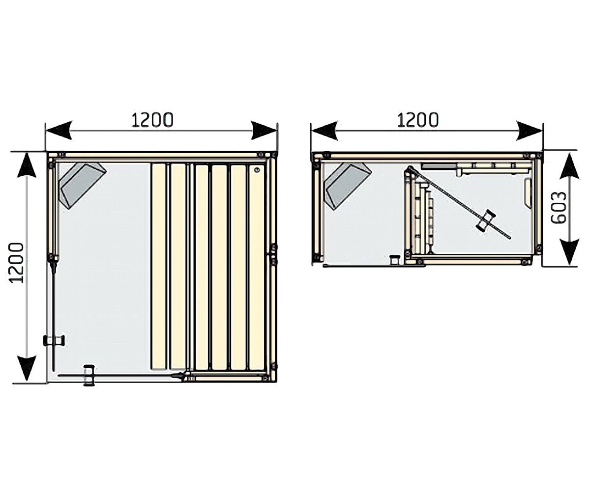 1200x1000 Harvia Smartfold Sauna Benches Heat Treated Aspen