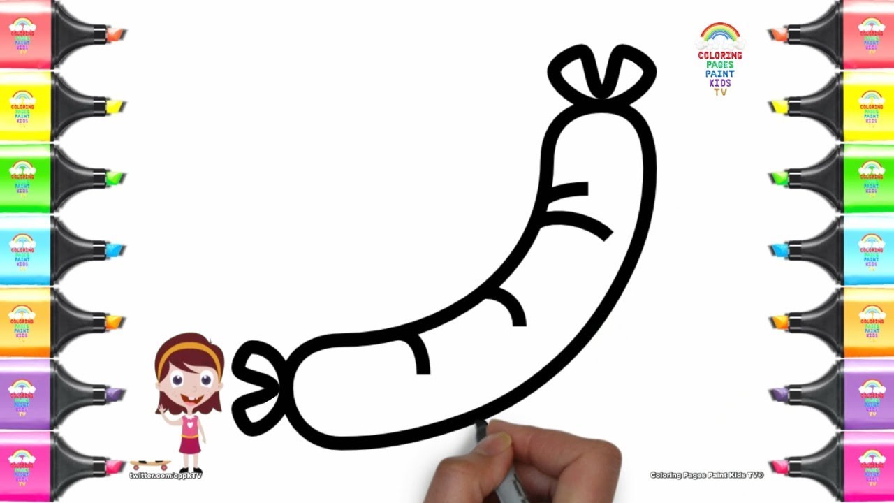 1280x720 Coloring Pages For Kids Food Sausage Drawing Books