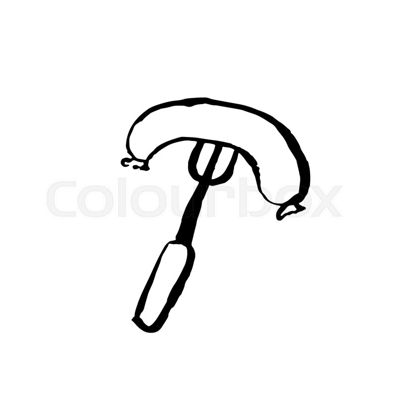 800x800 Sausage On Fork Grunge Icon Hand Stock Vector Colourbox