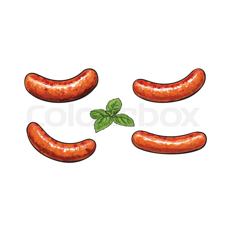 800x800 Set Of Four Freshly Grilled, Barbequed Stock Vector Colourbox