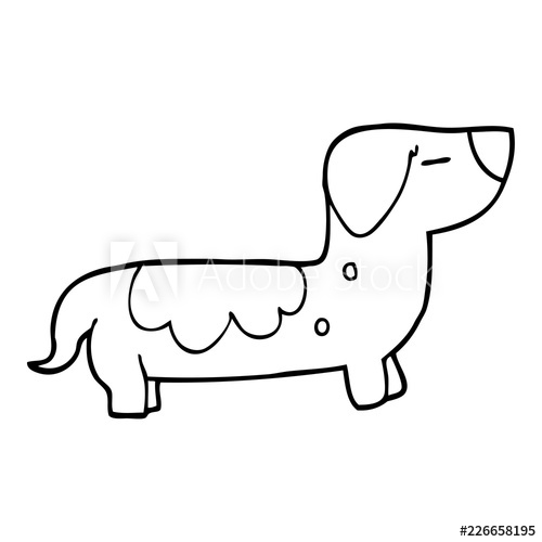 500x500 Line Drawing Cartoon Sausage Dog