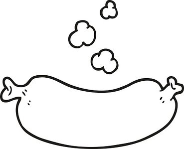 369x299 Black And White Cartoon Hot Sausage Stock Vectors