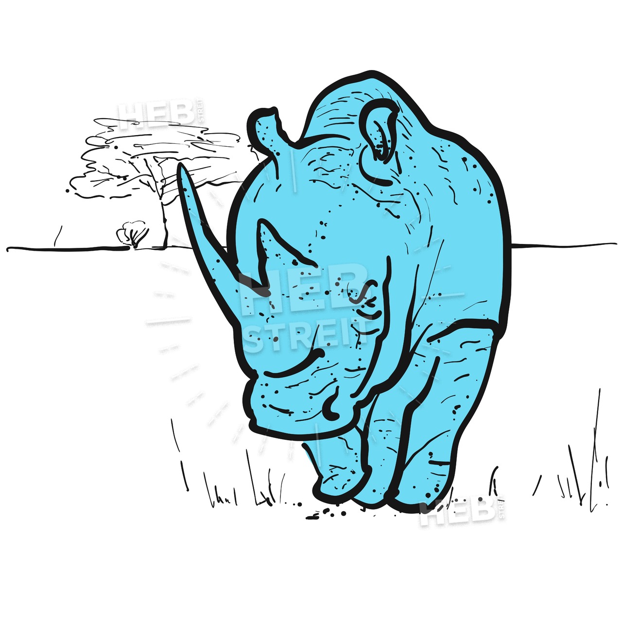 1280x1280 endangered rhino in savannah hebstreits sketches