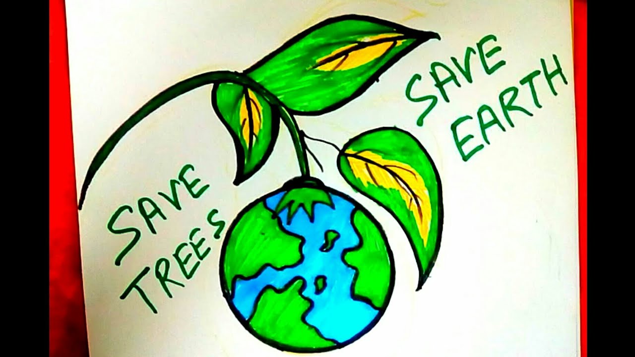 1280x720 How To Draw Save Trees Save Earth Step
