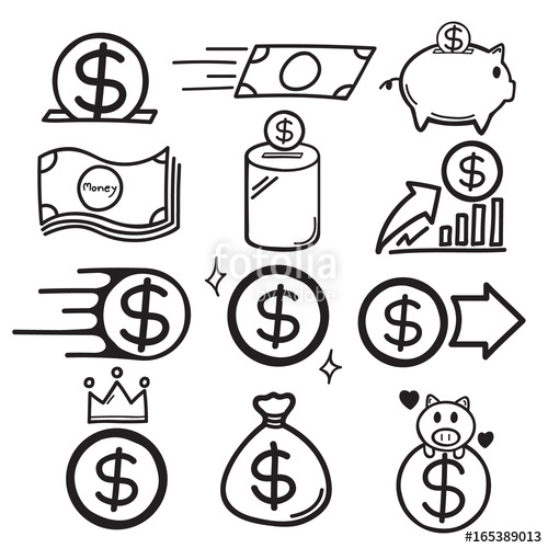 500x500 Hand Drawn Doodle Icon Finance Concept Save And Growth Up Money