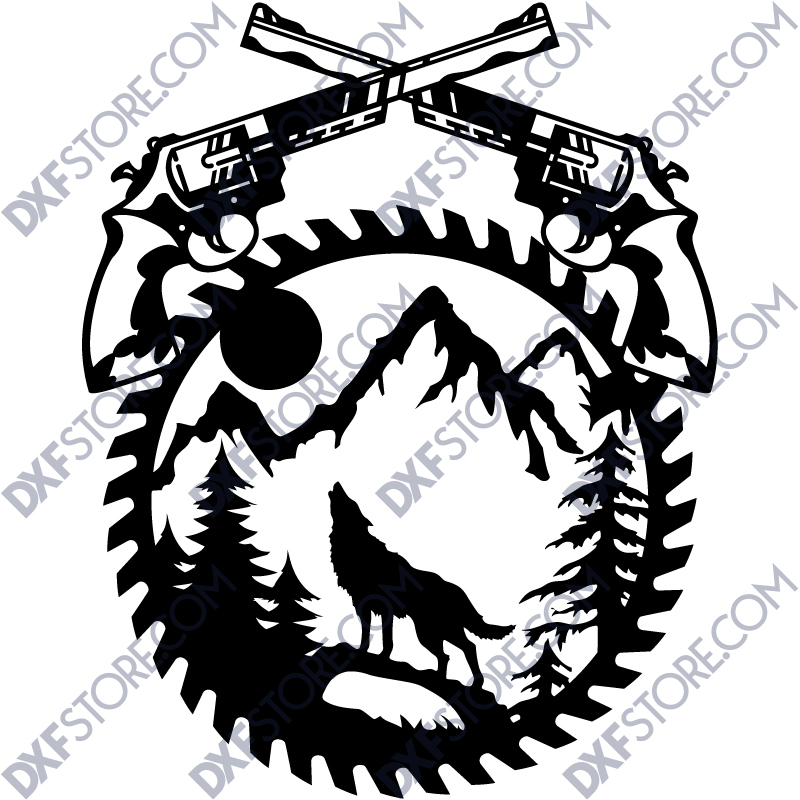 800x800 Revolvers Moaning Wolf Saw Blade Wall Art