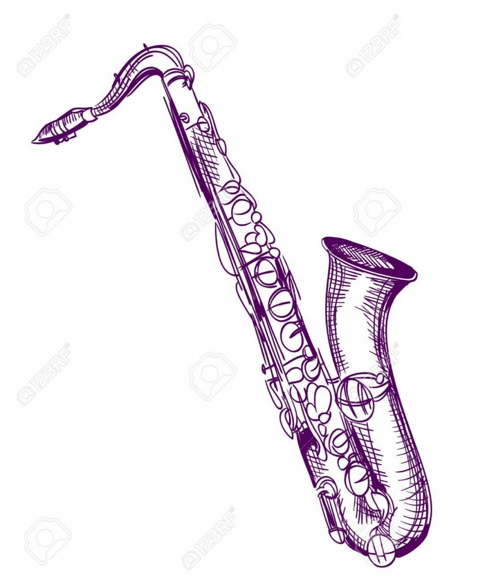 1593x1872 Alto Saxophone Drawing Hand Drawn Classical Alto Saxophone Royalty