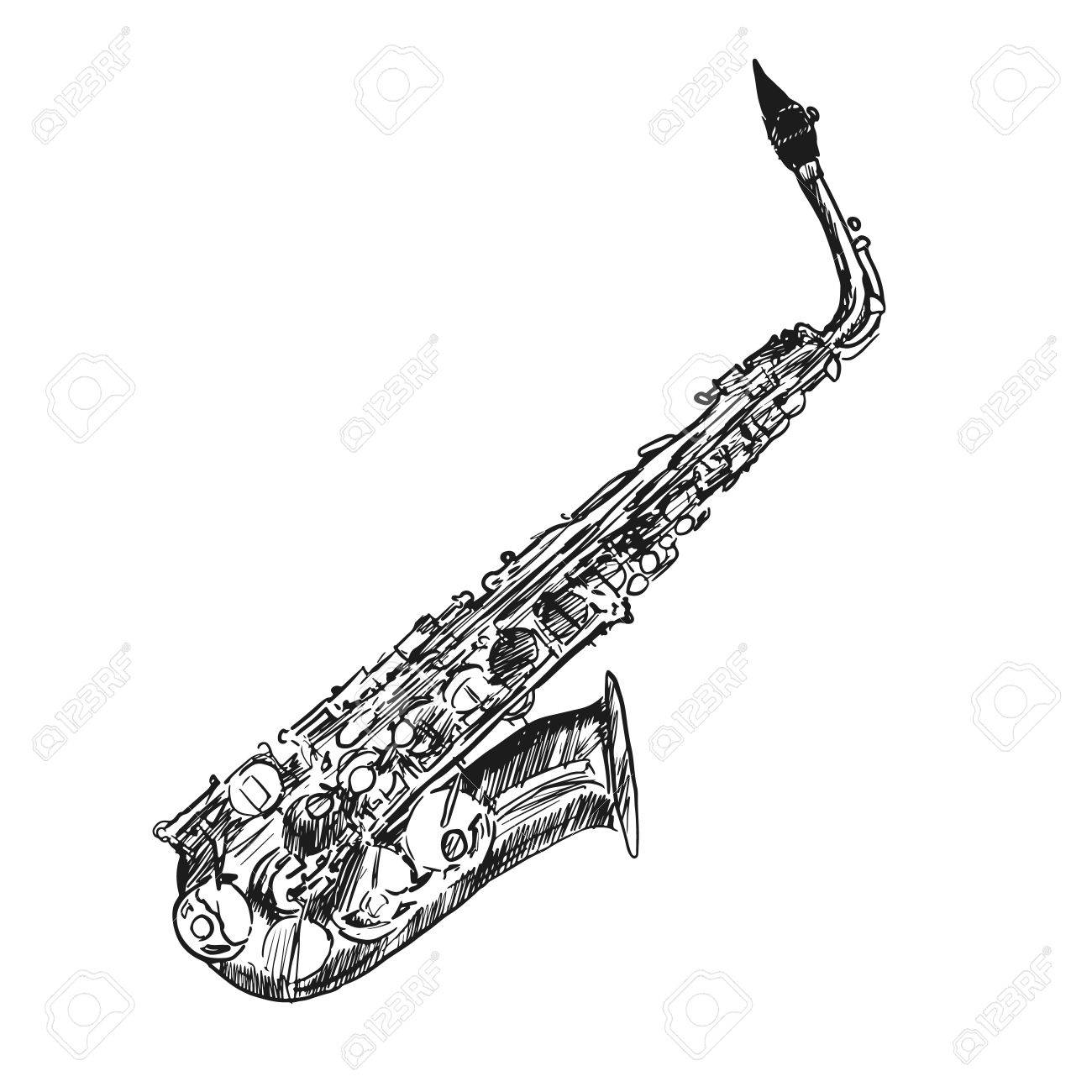 1300x1300 Drawn Saxophone Sketch