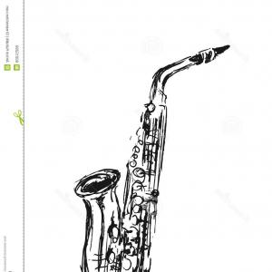 300x300 Photostock Vector Saxophone Vector Illustration Freehand Pencil