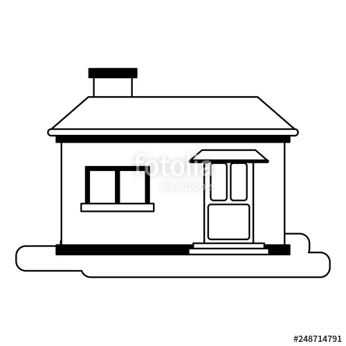 500x500 House Real Estate Cartoon Isolated Black And White Stock Image