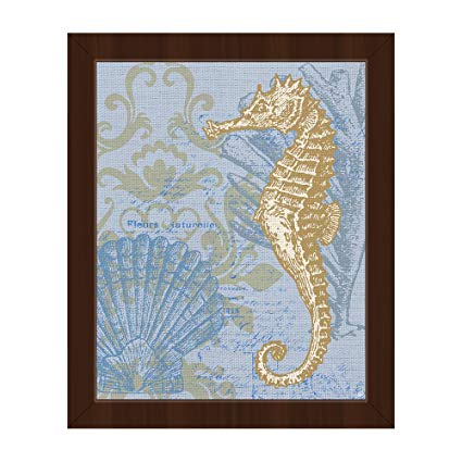 425x425 Damask Seahorse Light Blue Seahorse Scallop Seashell