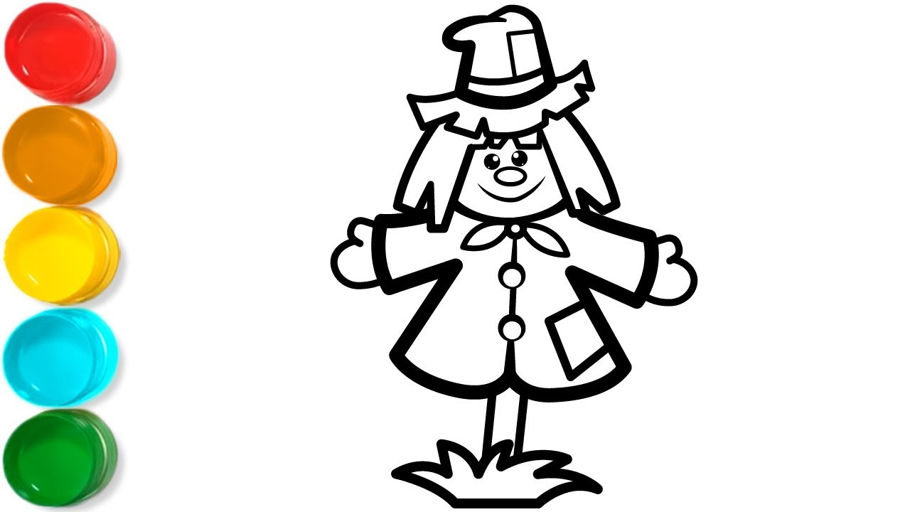 1280x720 Glitter Scarecrow Drawing And Coloring Pages For Kids, Toddlers