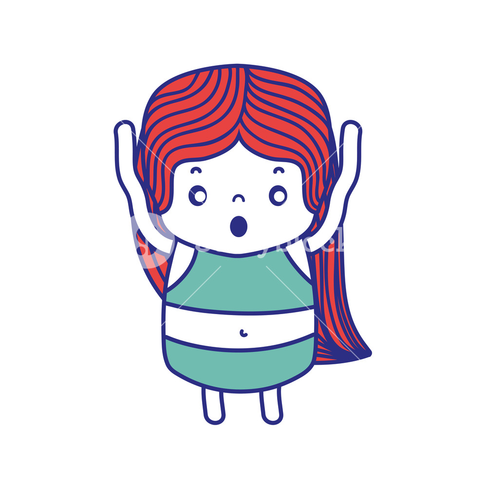 1000x1000 Colorful Girl Wth Long Hair And Scared Face Vector Illustration