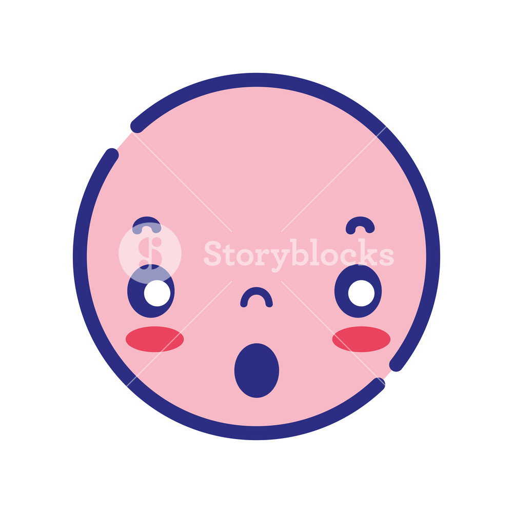1000x1000 Colorful Kawaii Head With Cute Scared Face Vector Illustration