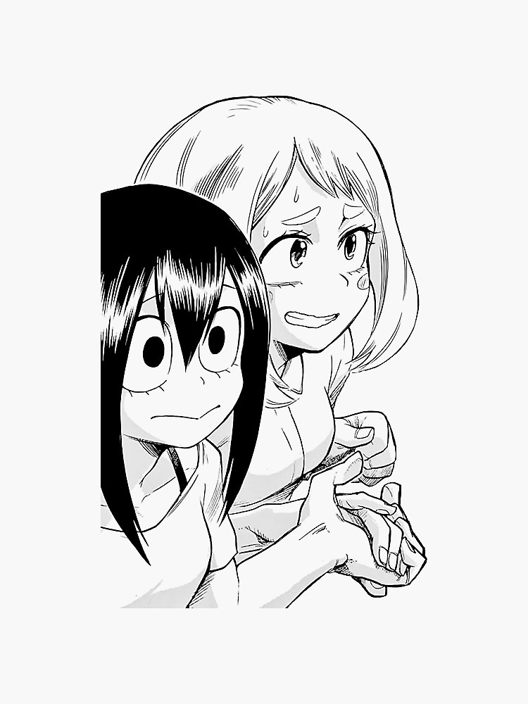 750x1000 Uraraka And Tsuyu Scared Sticker