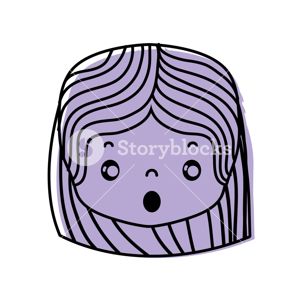 1000x1000 Color Girl Head With Hairstyle And Scared Face Vector Illustration