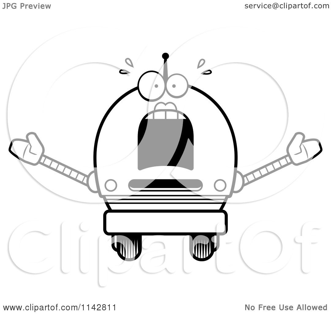 1080x1024 Cartoon Clipart Of A Black And White Scared Robot Girl