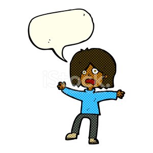300x300 Cartoon Scared Person With Speech Bubble Stock Vectors