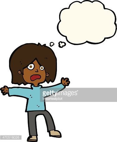 376x457 Cartoon Scared Person With Thought Bubble Premium Clipart