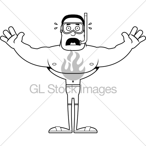 500x500 Cartoon Scared Snorkeler Gl Stock Images
