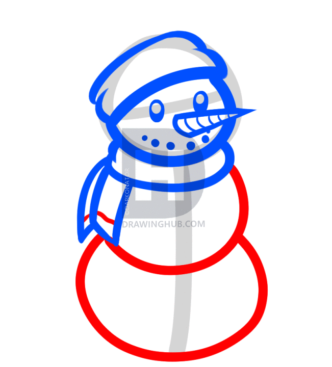 651x720 How To Draw A Christmas Snowman, Step