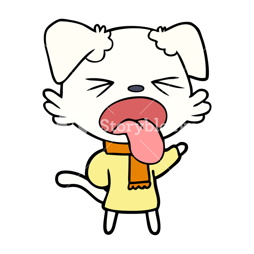 1000x1000 cartoon dog wearing scarf and pullover royalty free stock image