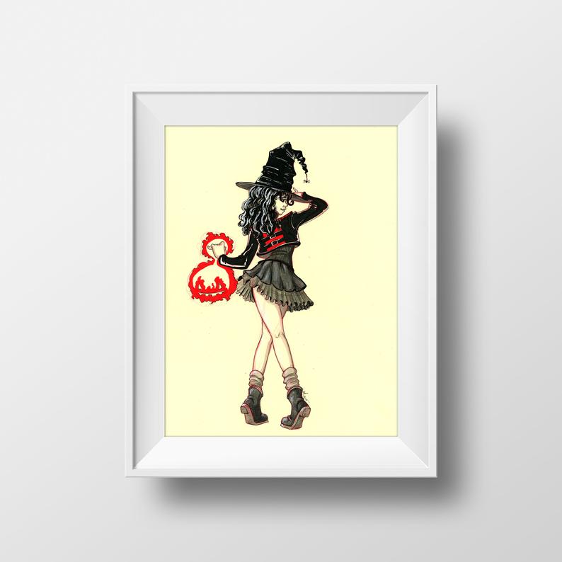 794x794 scarlet witch wanda maximoff inktober original etsy