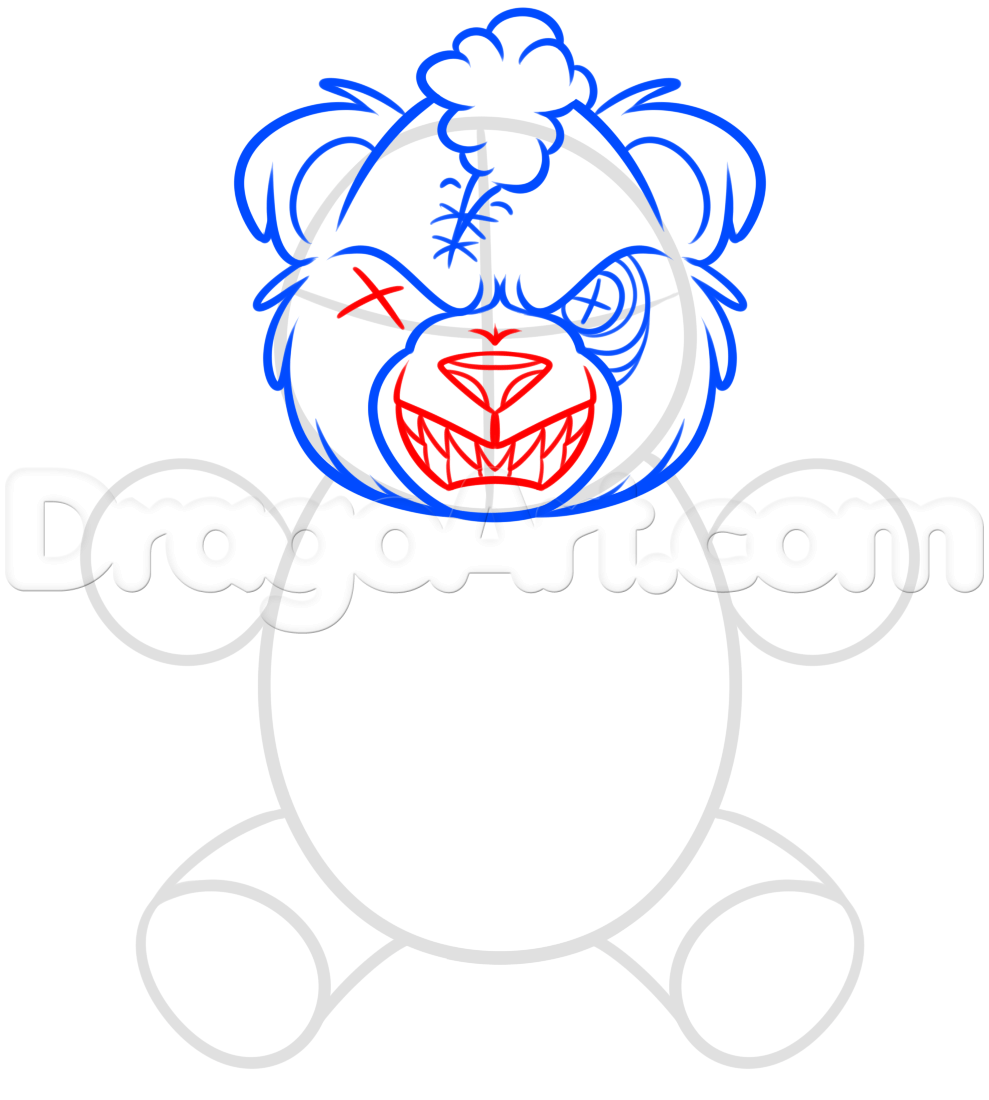 989x1100 How To Draw A Scary Teddy Bear, Step