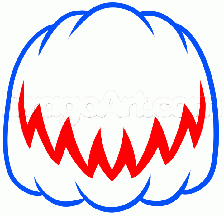 719x695 How To Draw A Scary Pumpkin, Step