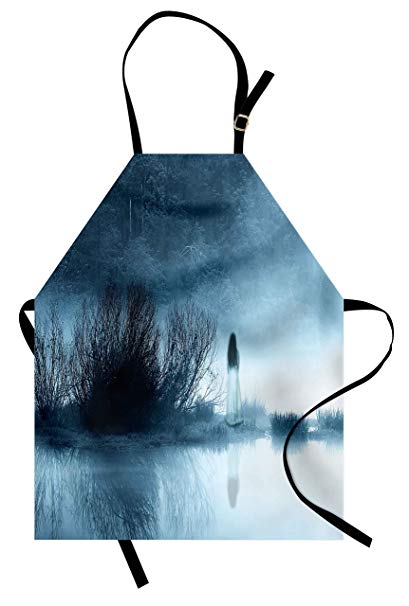 409x606 Ambesonne Horror House Apron, Mysterious Women