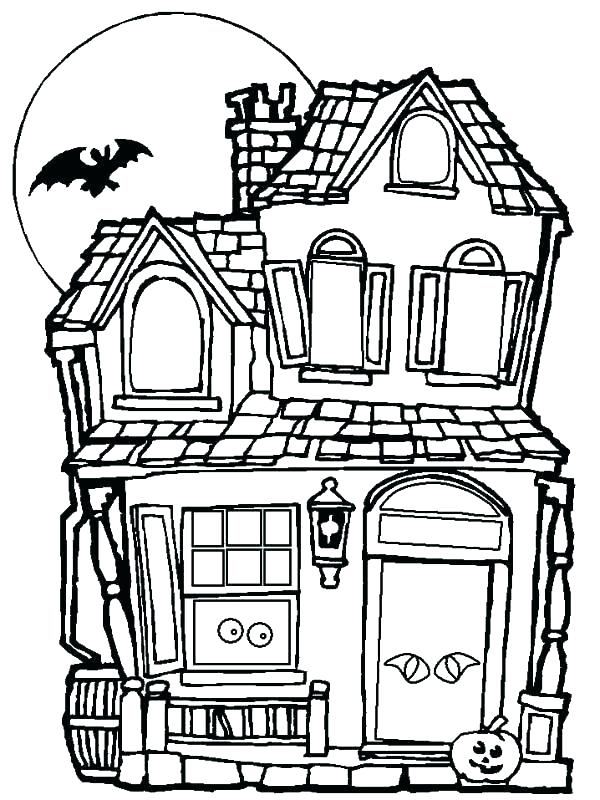 600x800 Coloring Pages Haunted House