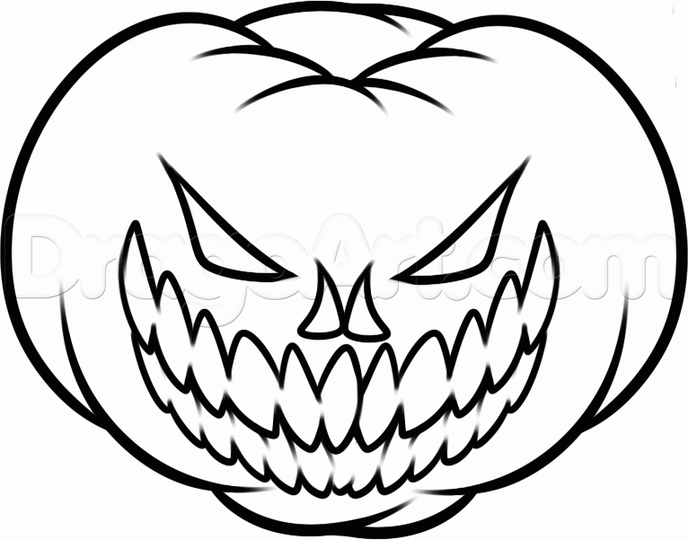 766x601 Pumpkin Drawing Creepy For Free Download