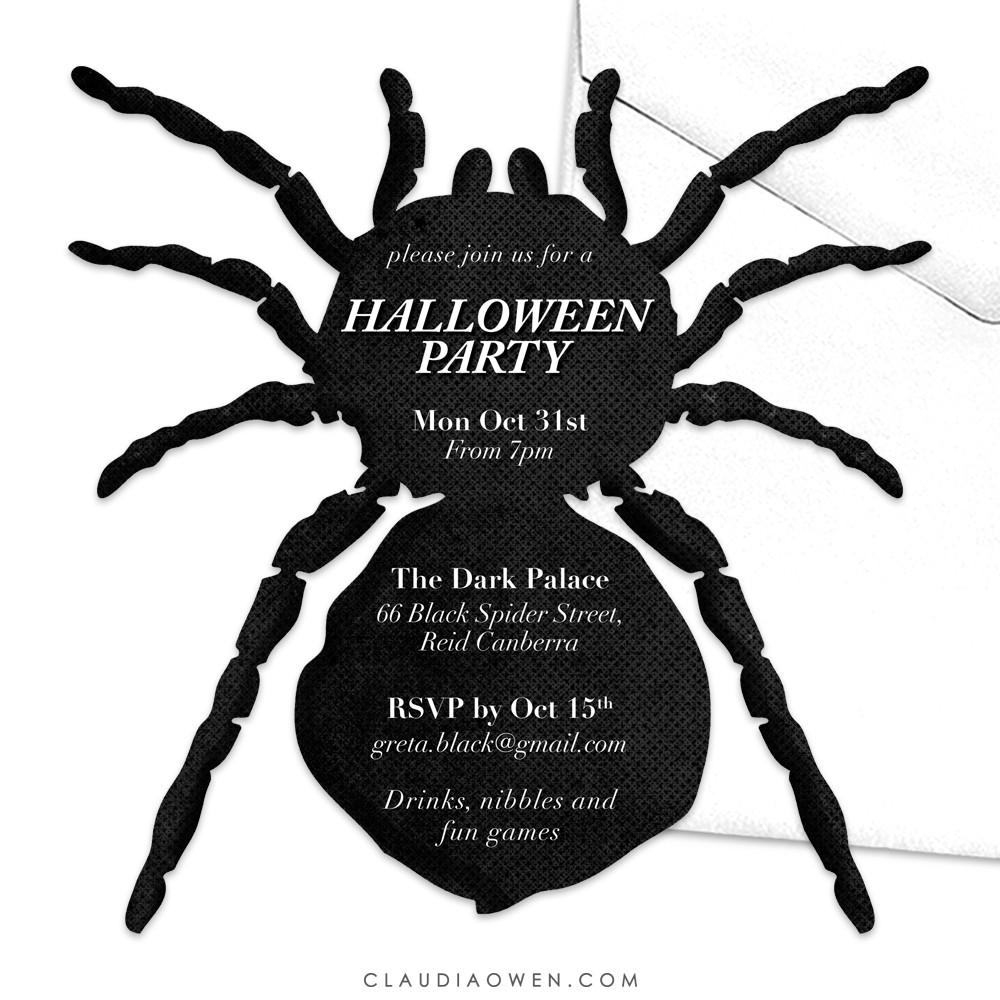 1000x1000 Black Spider Halloween Party Invitation Kid's Halloween Party