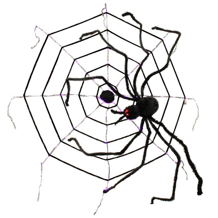 700x700 giant foot realistic scary black spider, led eyes, purple led