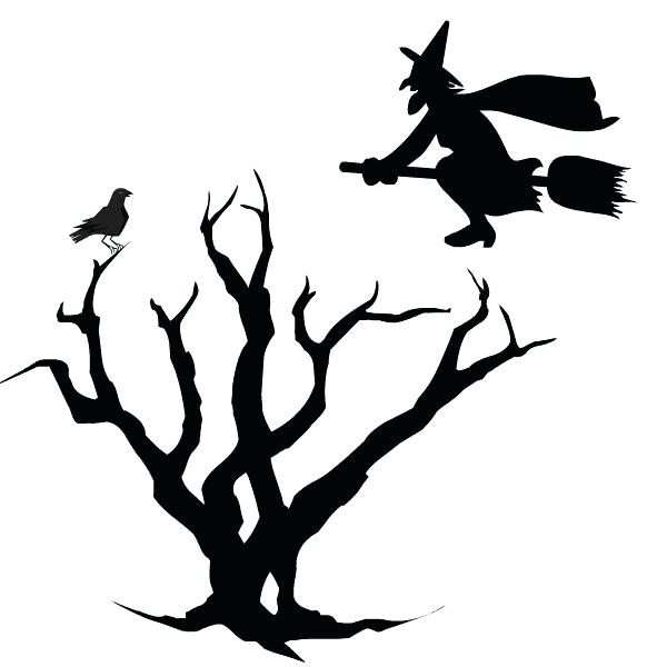600x600 Scary Tree Silhouette Halloween Black And White Makeup Drawing