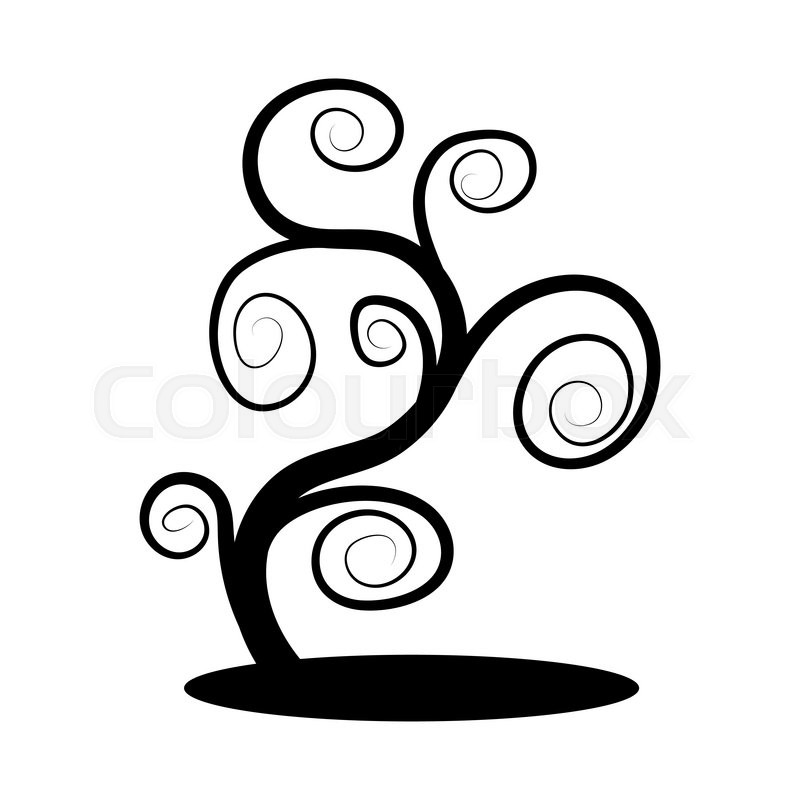 800x800 Black Scary Tree With Curly Branches