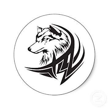 355x355 Scary Wolf Inside A Circle Design Vinyl Sticker, Stickers