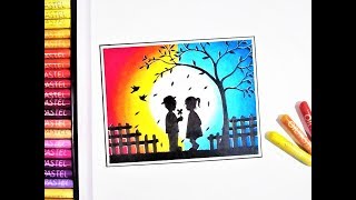 320x180 Sunrise Lake Scenery Drawing For Beginners With Oil Pastels