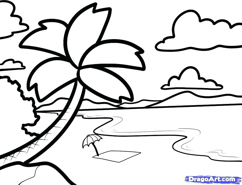 1000x767 How To Draw A Beach Step