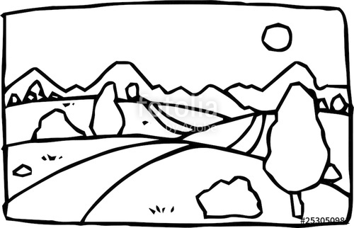 500x322 Rough Sketch Of Hand Drawn Natural Scenery Outline Stock Image