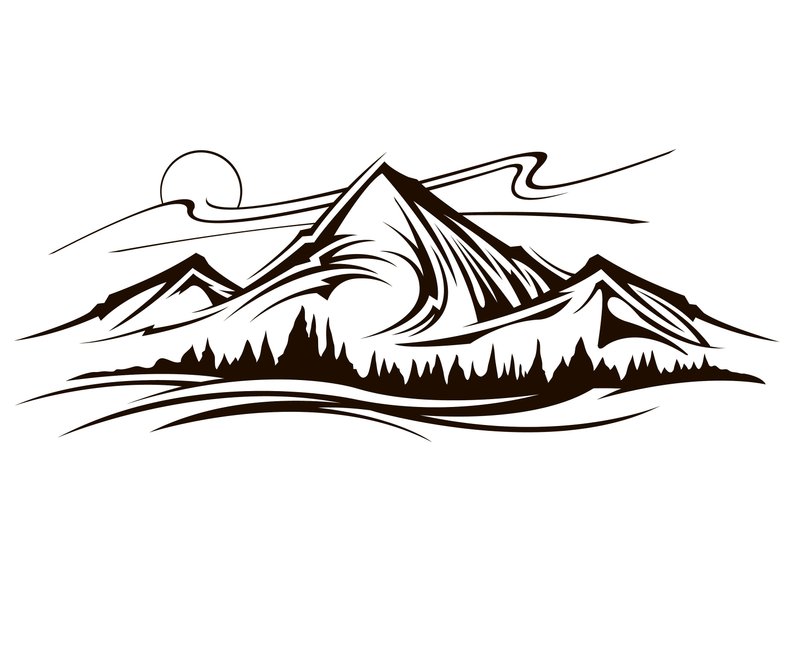 794x650 Mountain Range Landscape Scenery Outline Etsy
