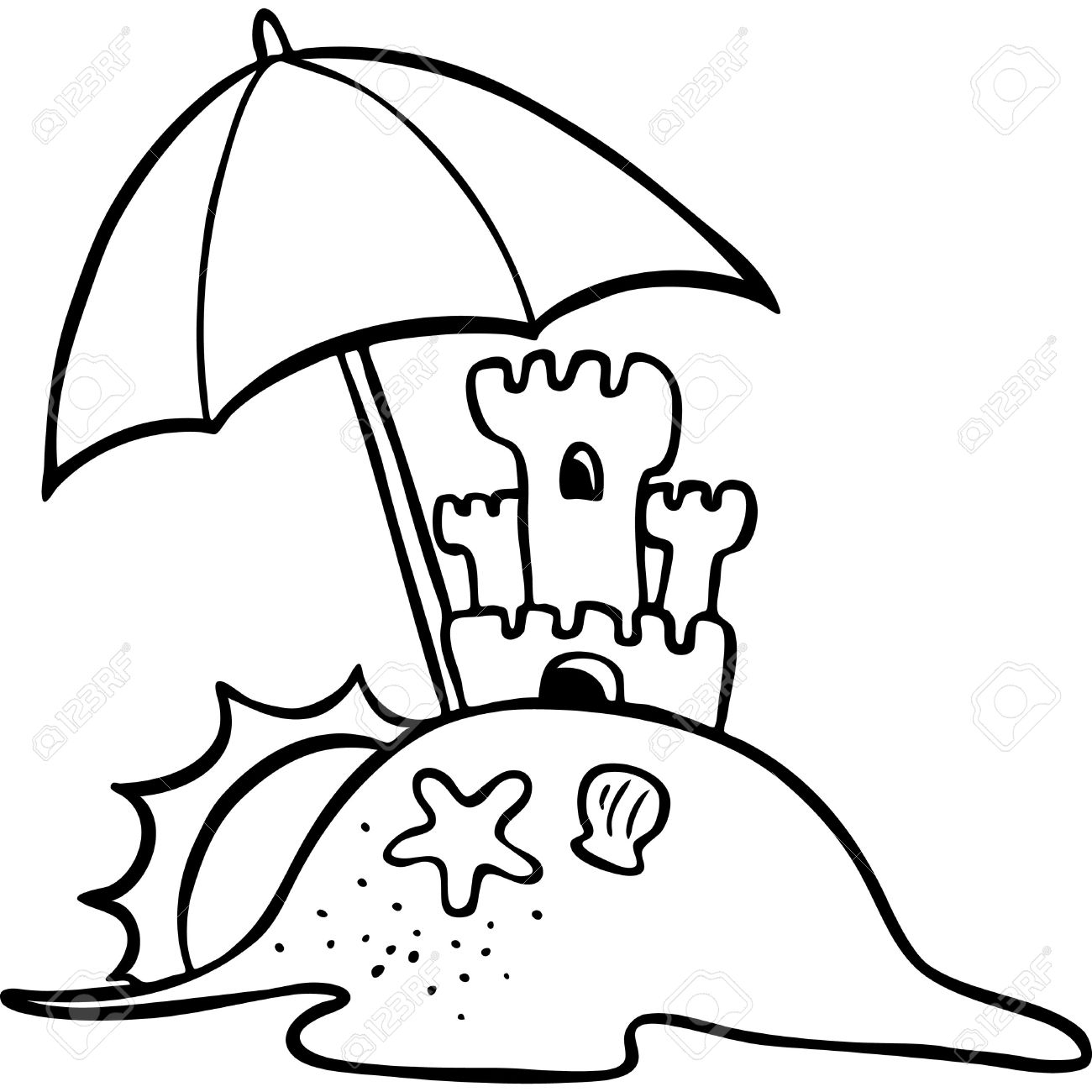 1300x1300 Beach Scenery Drawing Easy Umbrella Waves Step Ideas