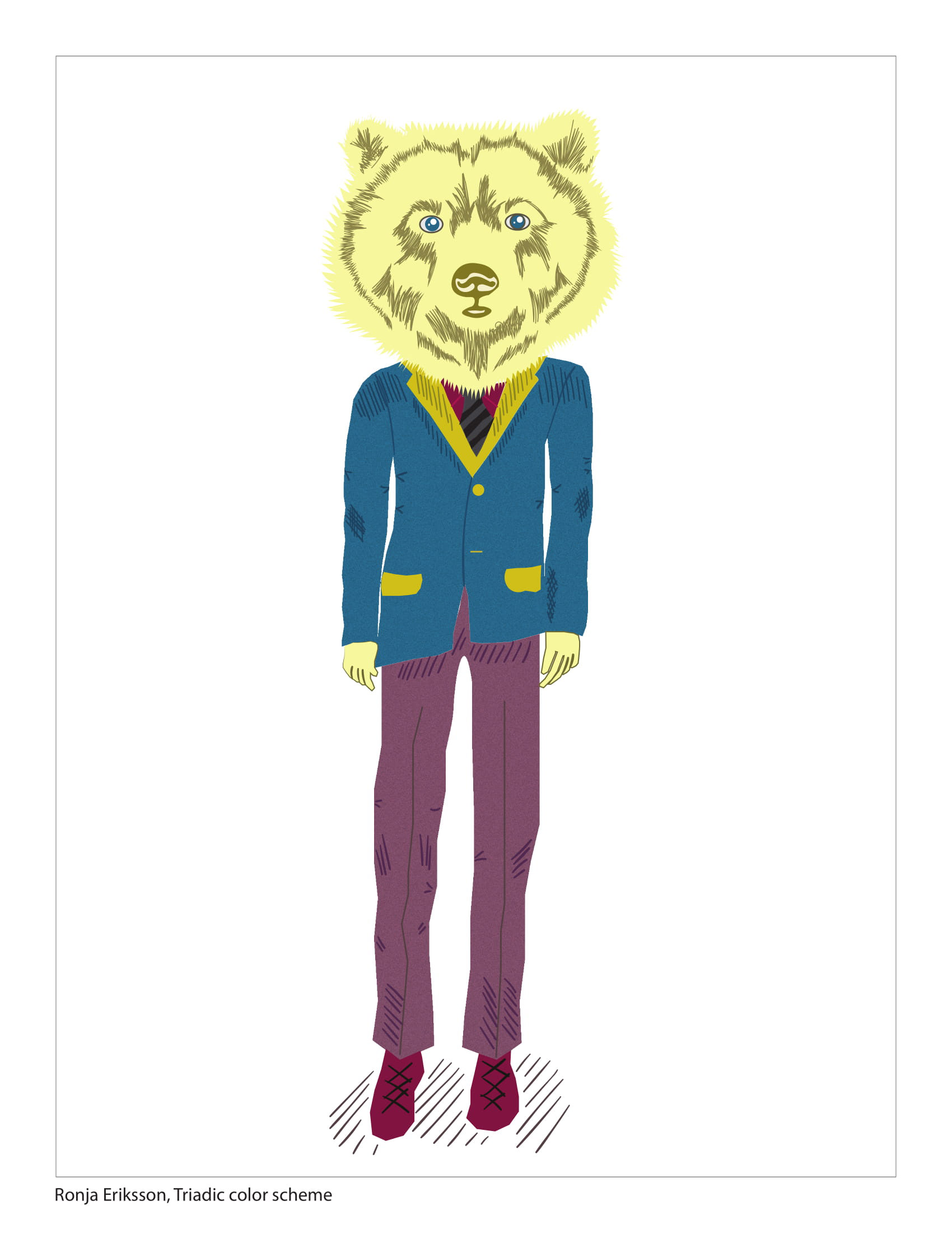 1700x2200 fashion drawing, multiple color schemes on behance