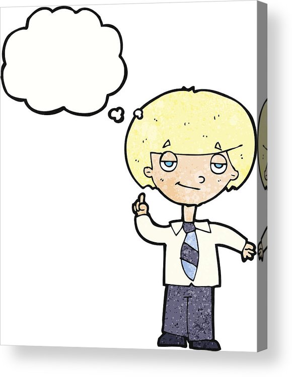 580x750 cartoon school boy answering question with thought bubble acrylic